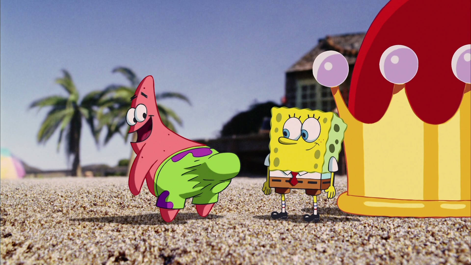 Sjov SpongeBob og Patrick's Bum Adventure Tapet Wallpaper