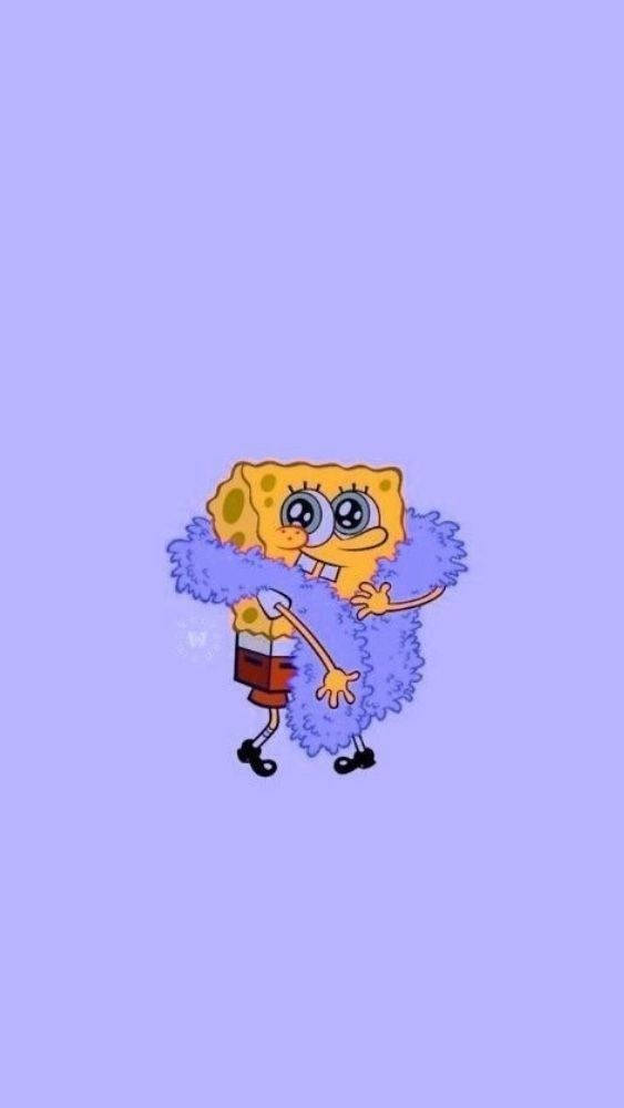Funny Spongebob With Fashionable Scarf Wallpaper