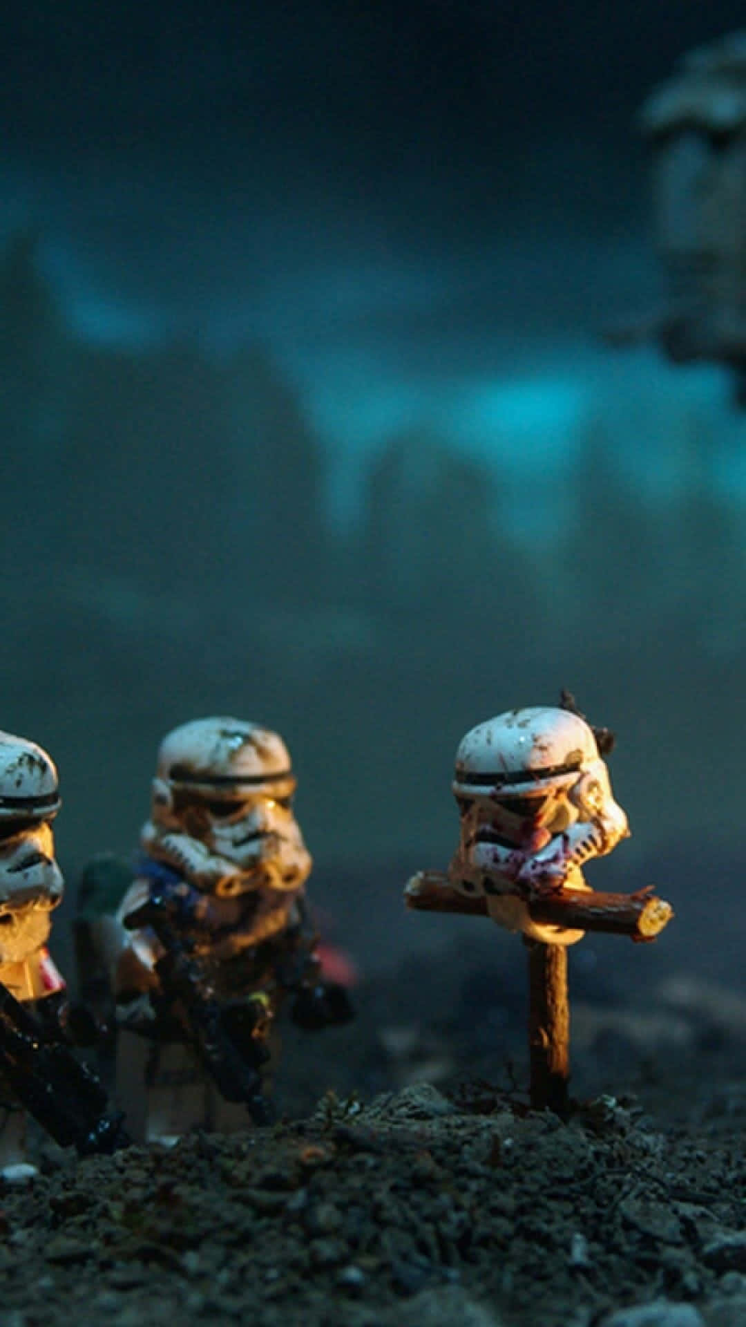Lego Star Wars Stormtroopers Standing On A Dirt Road Wallpaper