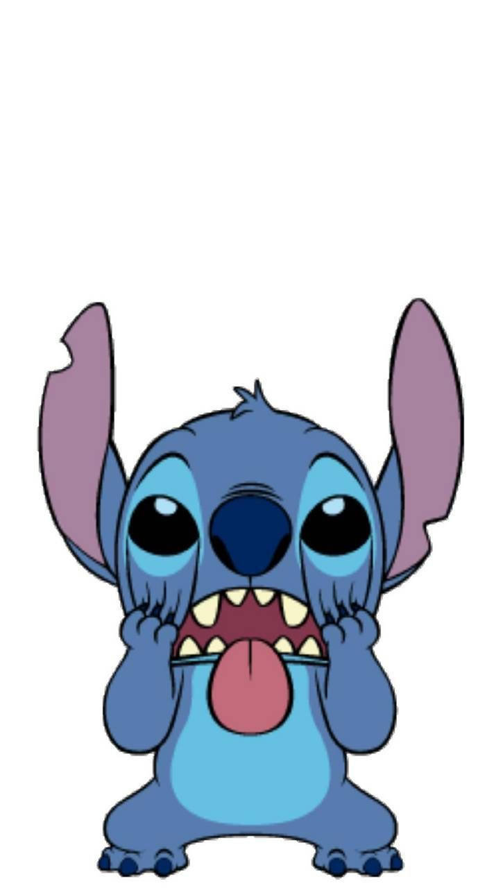 Smiling Stitch Character in White Background Wallpaper