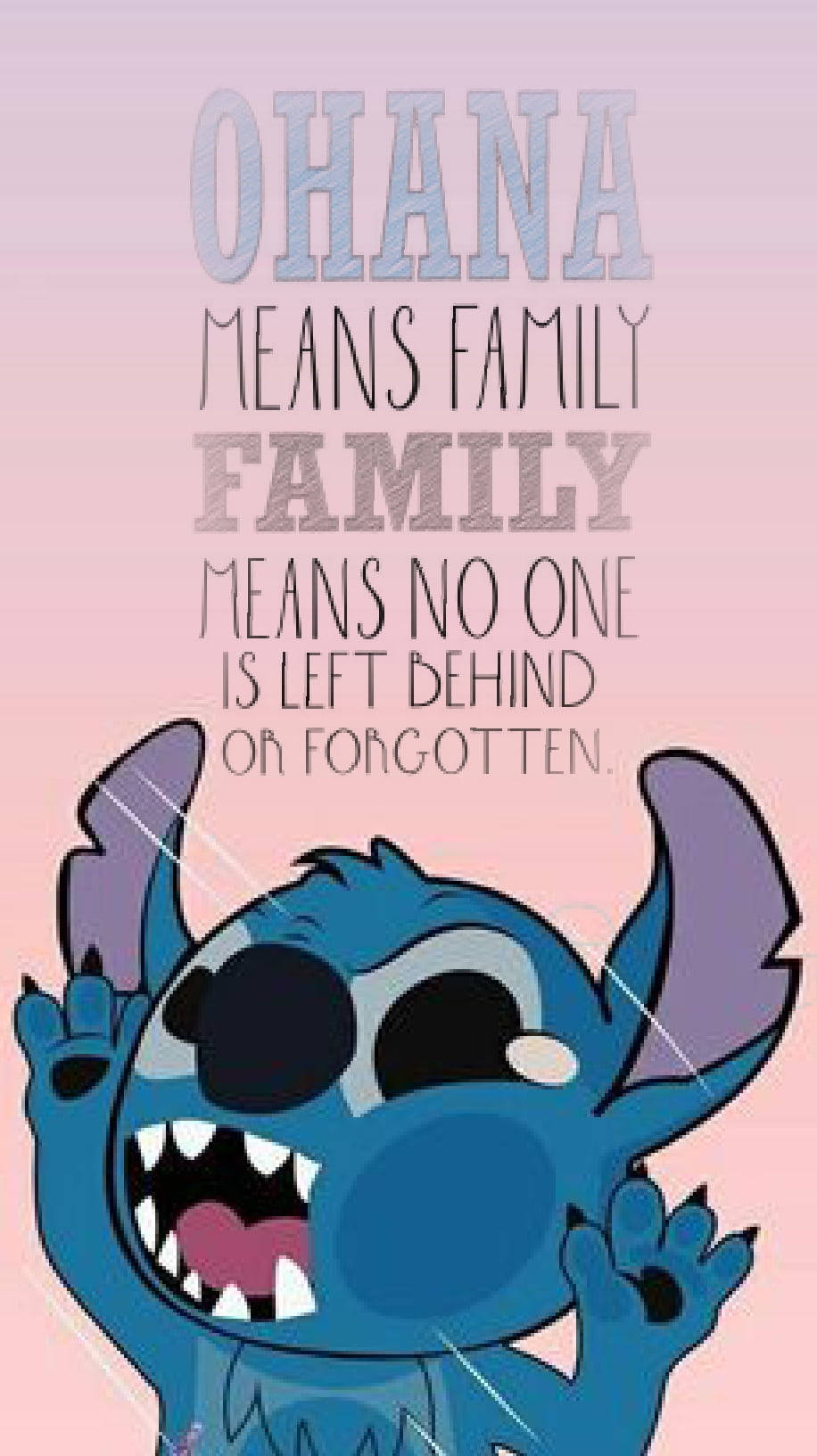 Funny Stitch Ohana Quote Wallpaper