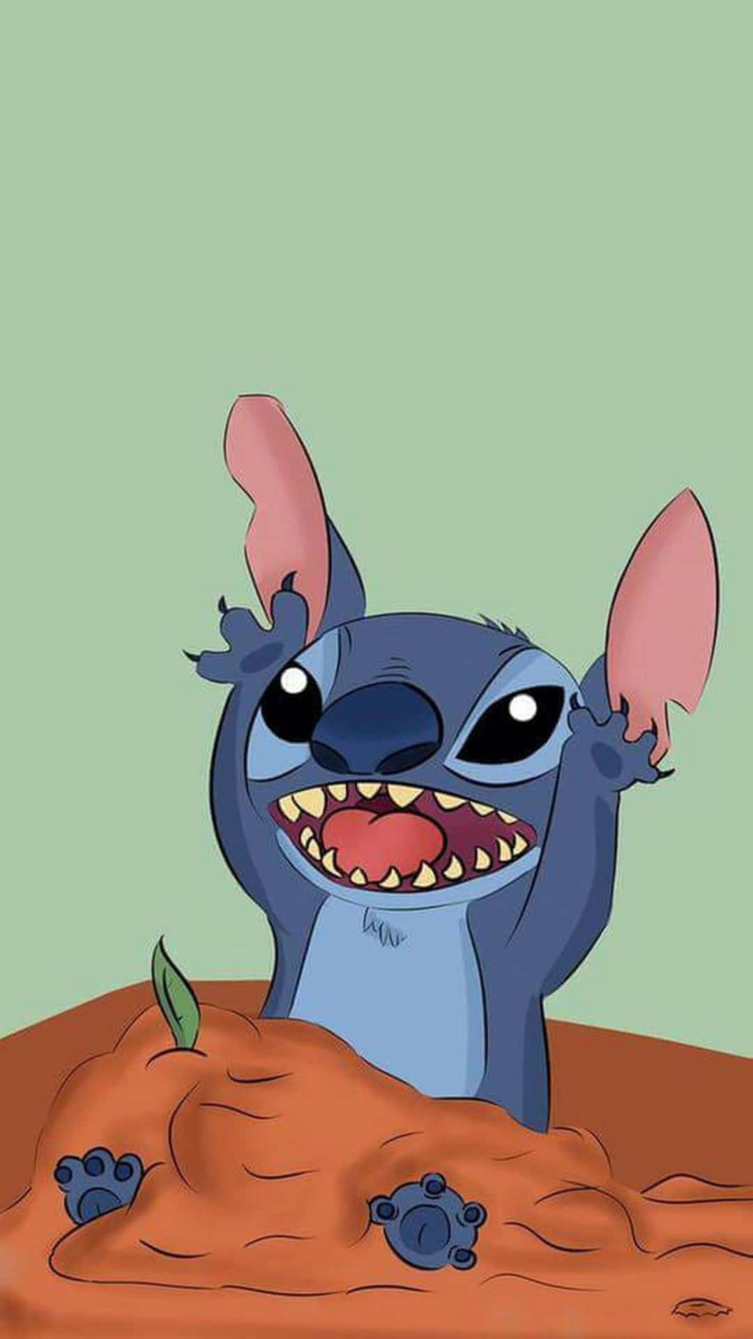 Funny Stitch Popping Outof Mud Wallpaper