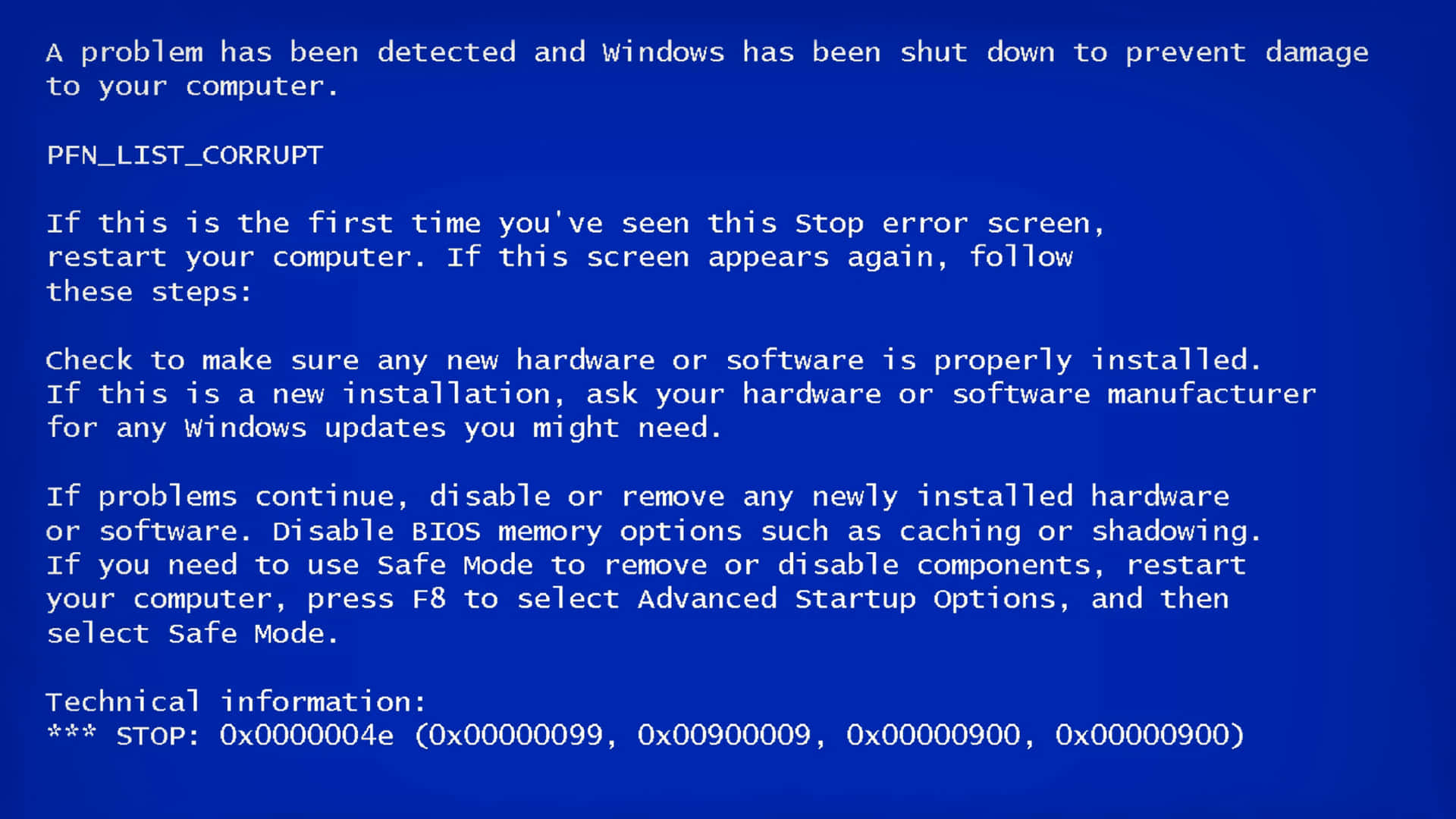 Erroreschermo Blu Di Windows 7