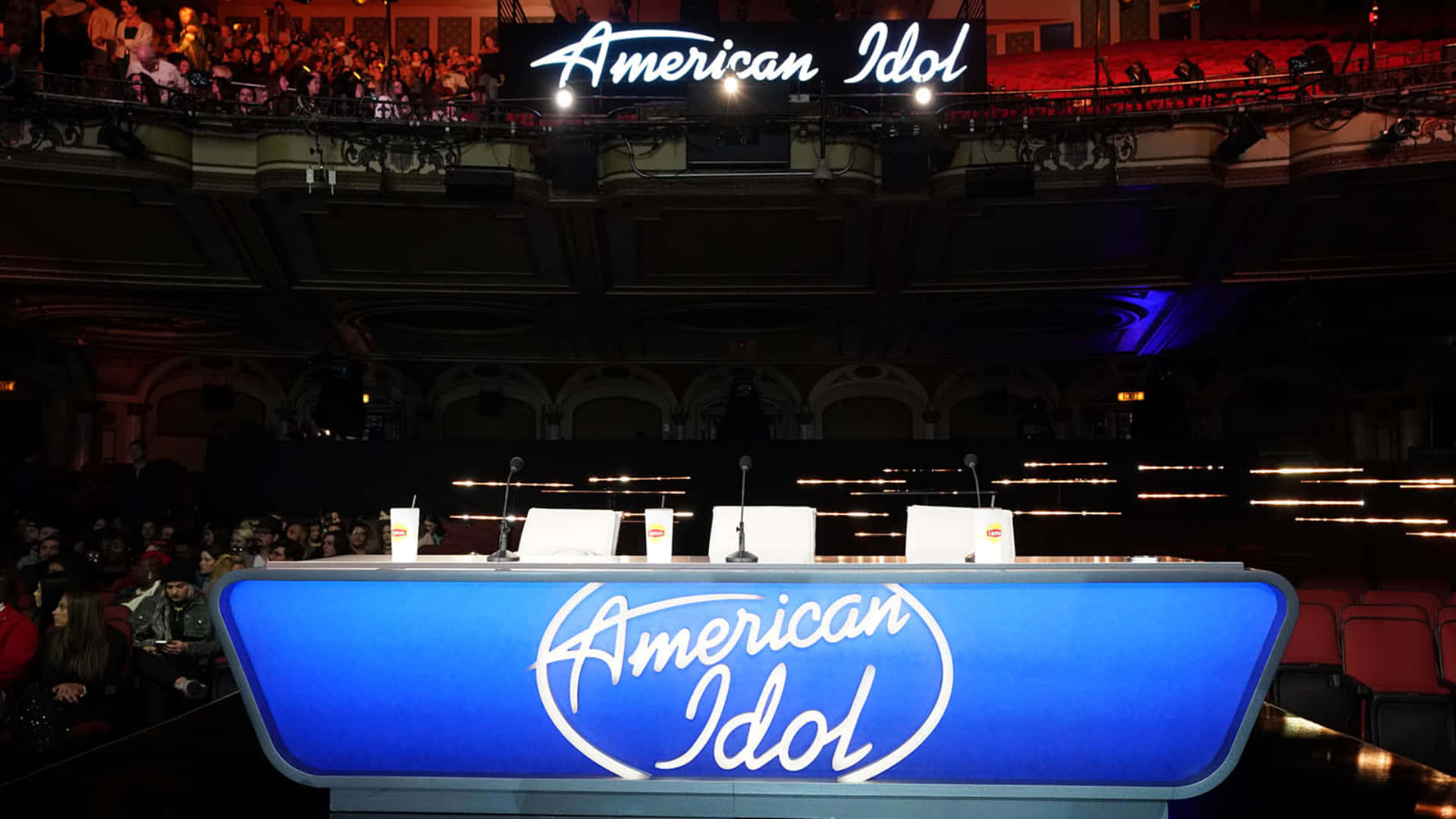 American Idol - A Stage With A Blue Sign