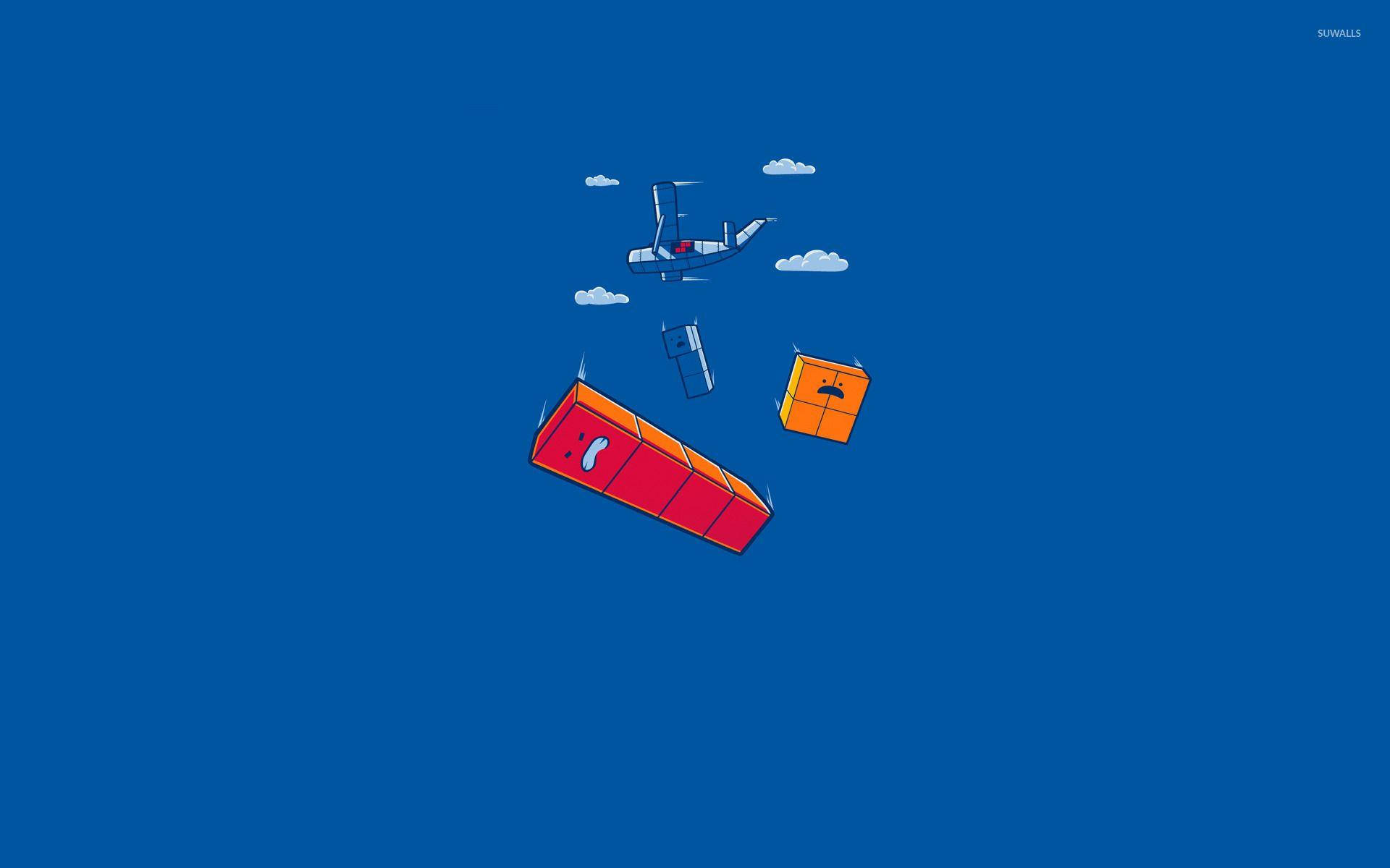 Download Funny Tetris Skydiving Cartoon Wallpaper 