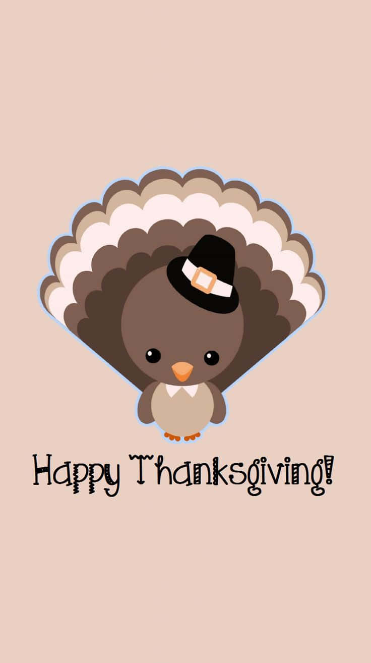 A Cute Turkey With The Words Happy Thanksgiving Wallpaper