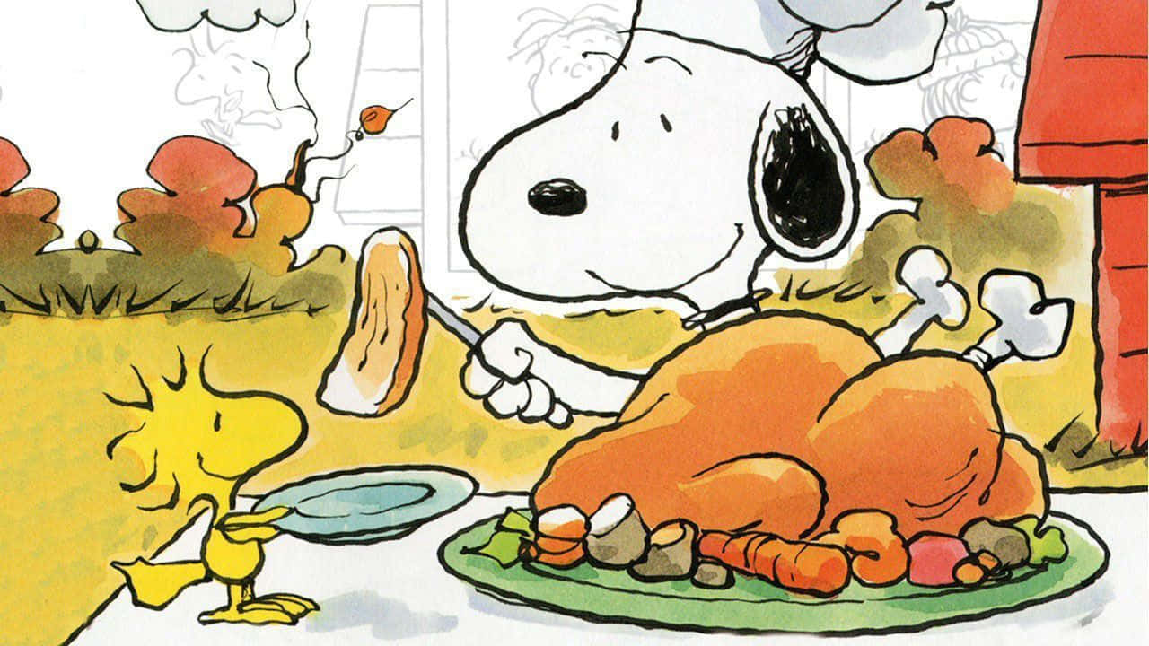 Funny Thanksgiving Snoopy Woodstock Wallpaper