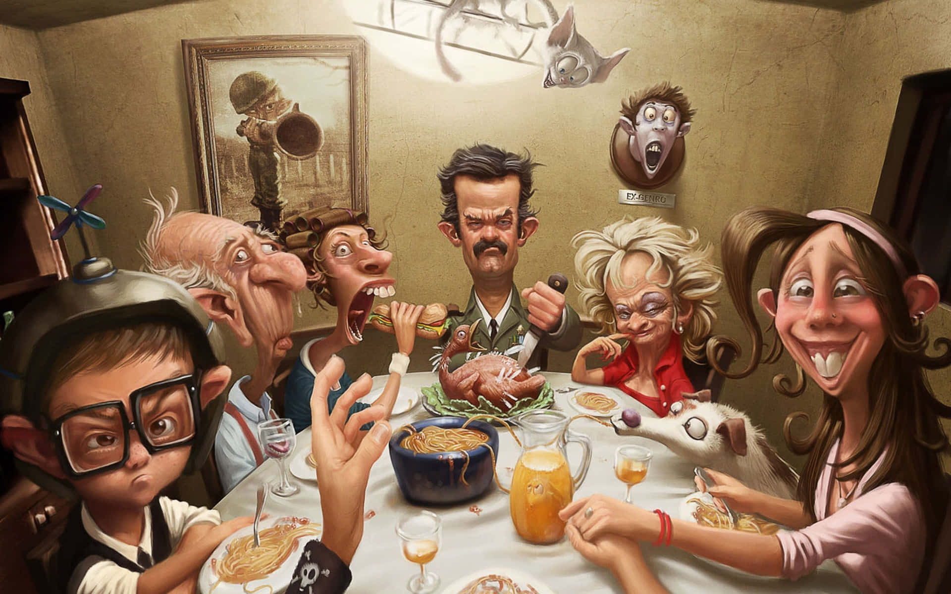 Funny Thanksgiving Family Dinner Wallpaper