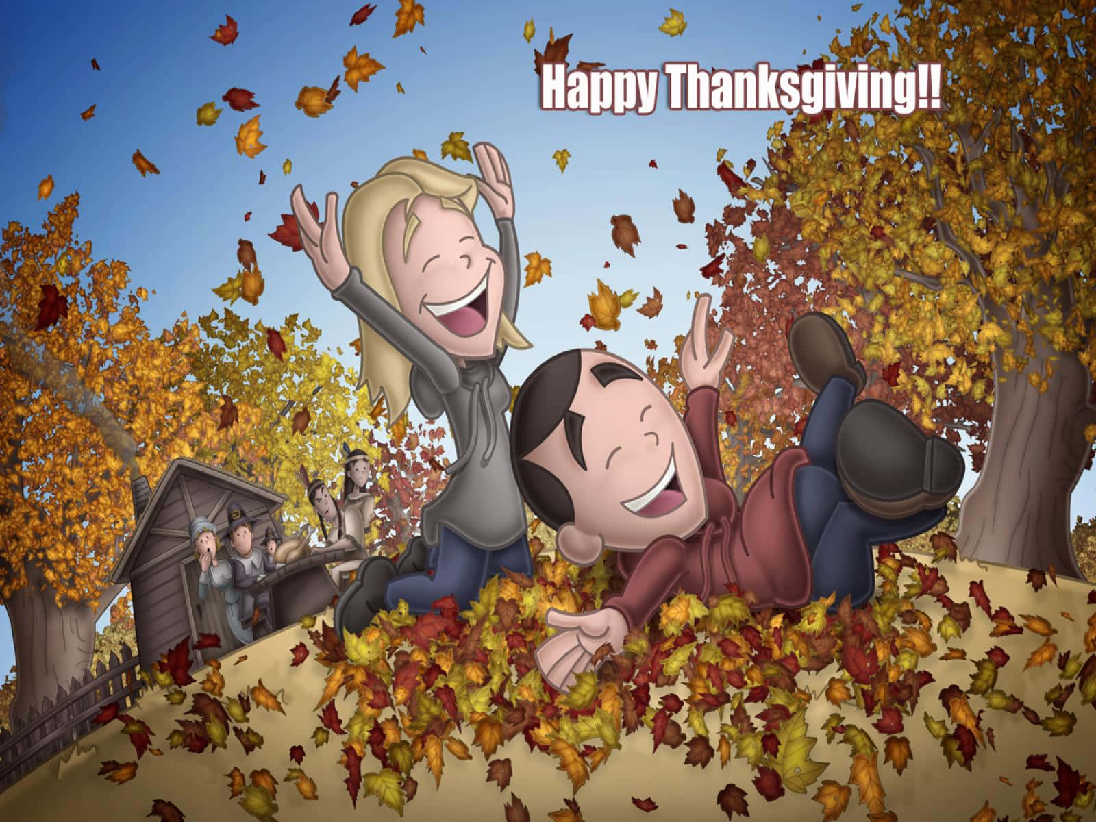 Giv tak for Thanksgiving og grine højt! Wallpaper