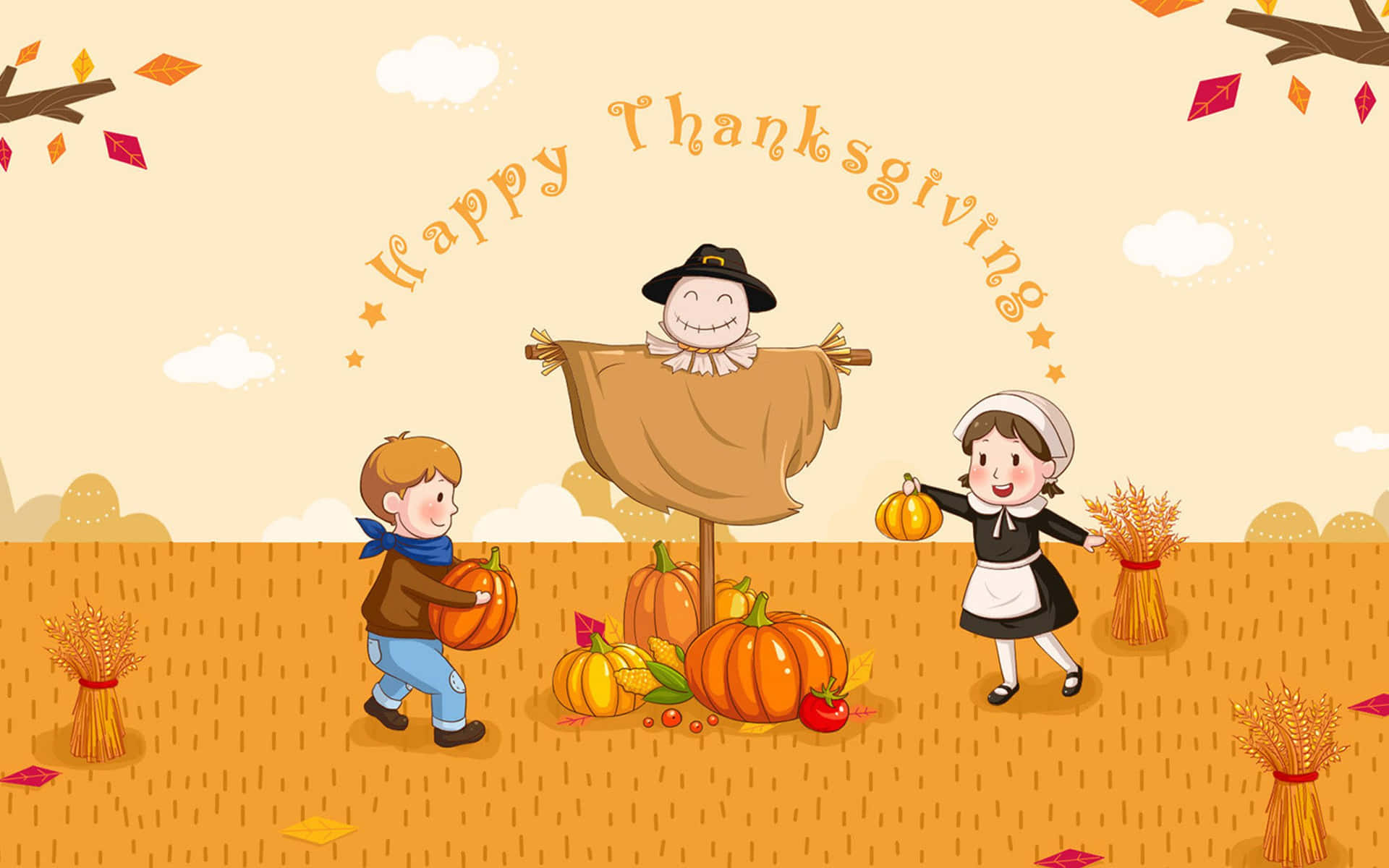 "Let's give thanks for another Thanksgiving!" Wallpaper