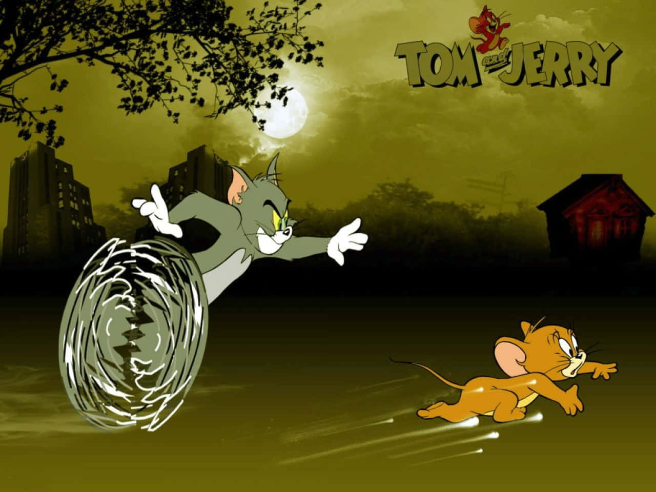 Divertenteimmagine Di Tom And Jerry In Modalità Caccia.