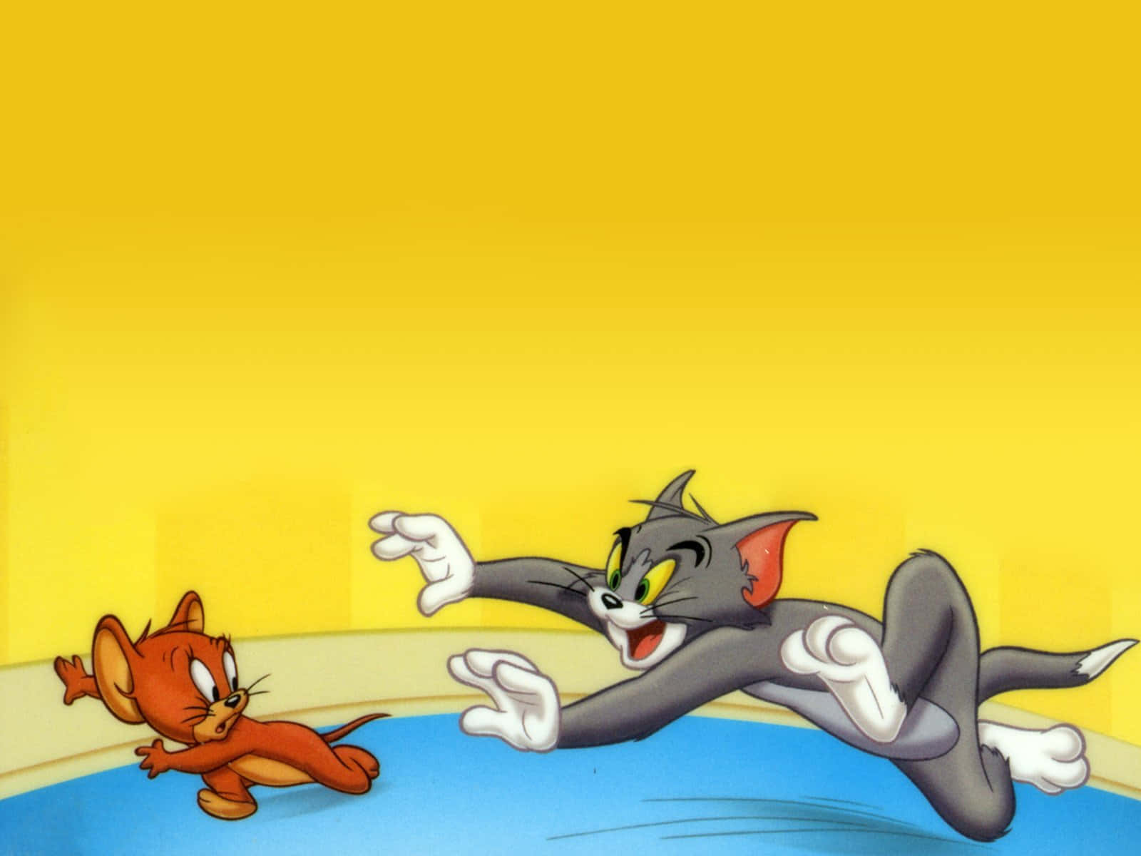 Lustigesbild Von Tom Und Jerry Bei Einer Verfolgungsjagd.