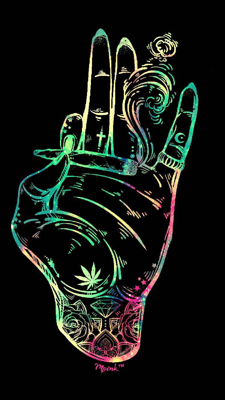 Funny Weed In Colorful Hand Wallpaper