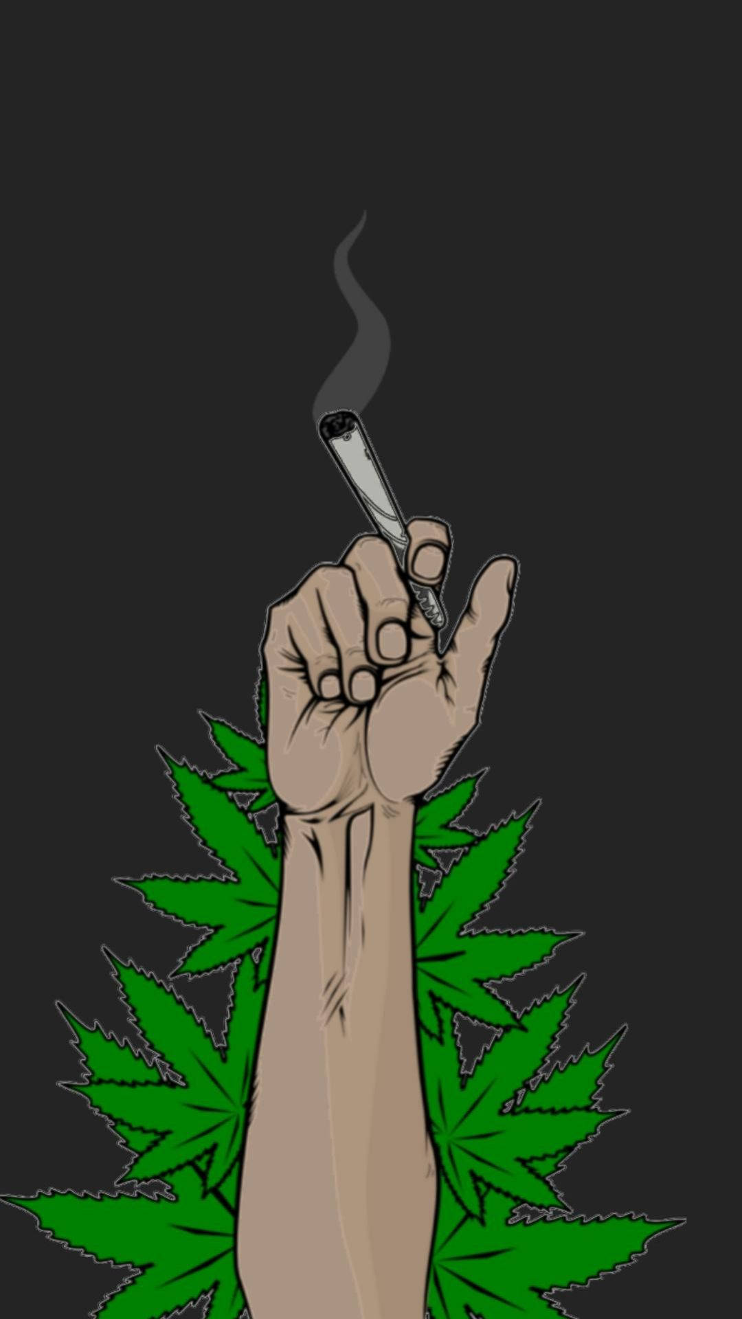 Funny Weed With Hand Wallpaper