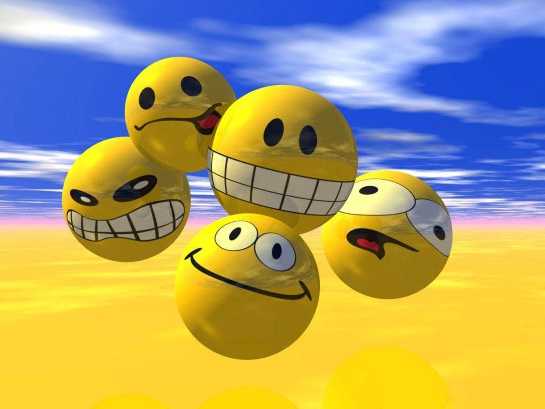 Funny Yellow Emoticons 3D Animation Wallpaper