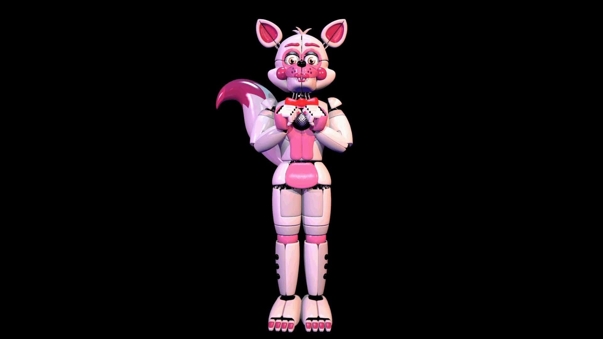 Funtime Foxy striking a pose on stage in vibrant colors Wallpaper