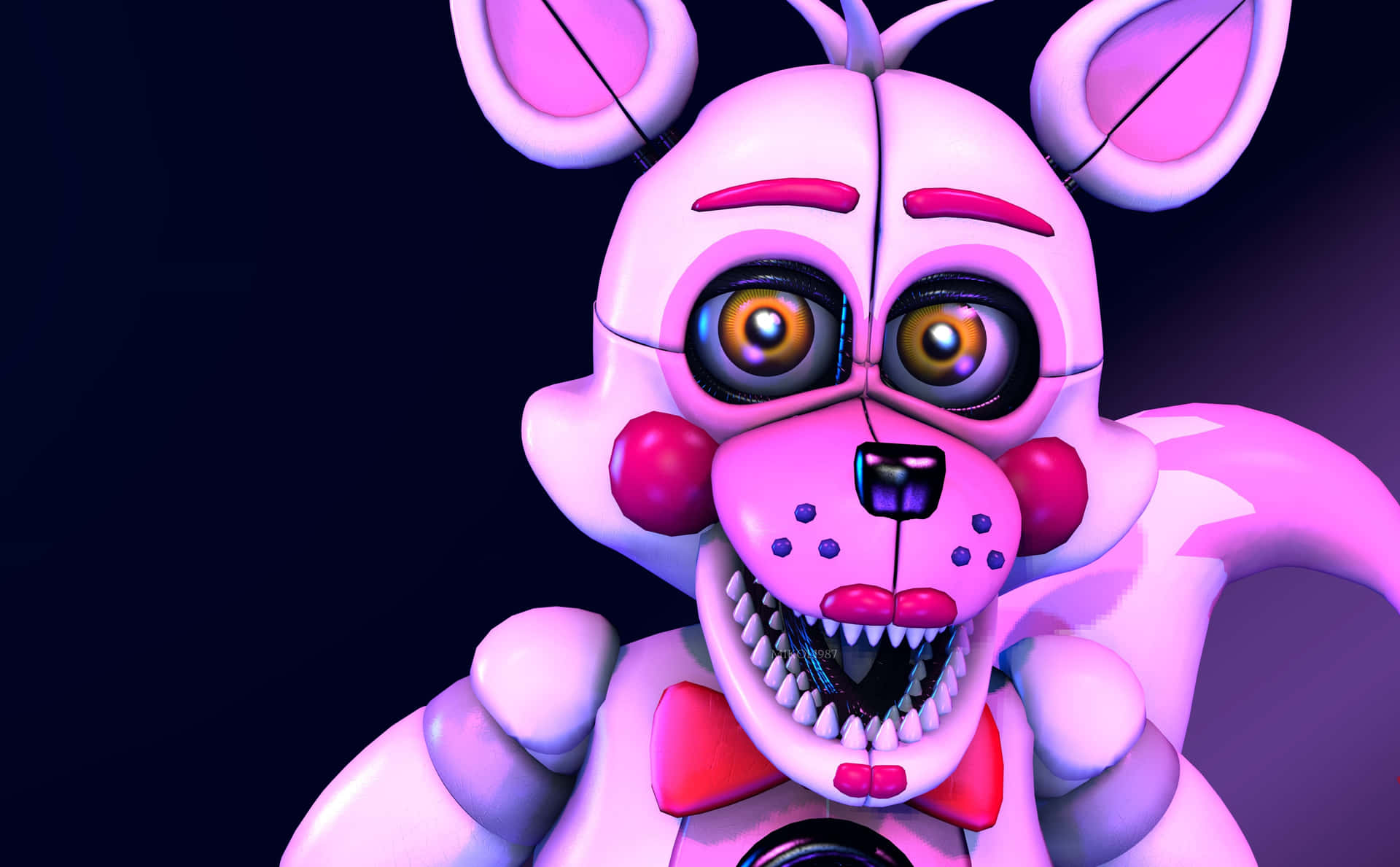 A colorful rendition of Funtime Foxy entertaining at a party Wallpaper