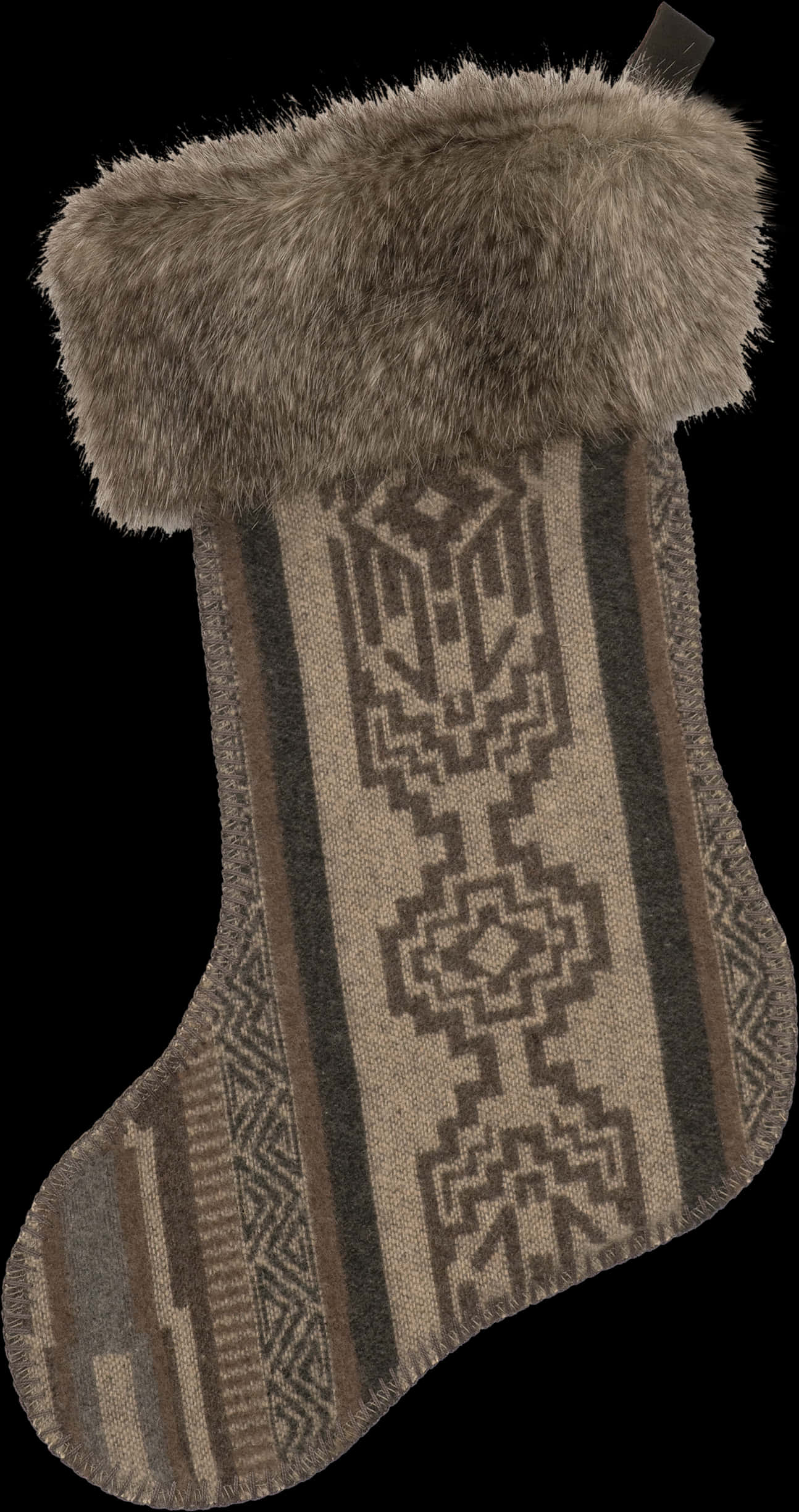 Fur Trimmed Christmas Stocking PNG