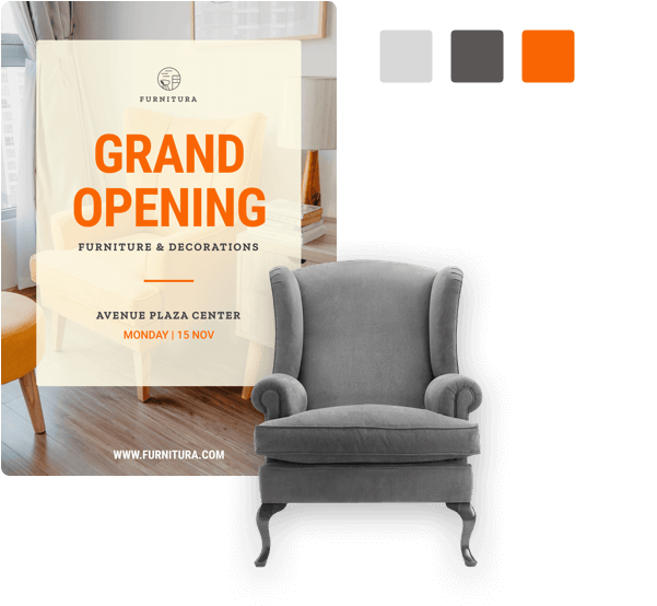 Furniture Store Grand Opening Adwith Chair PNG