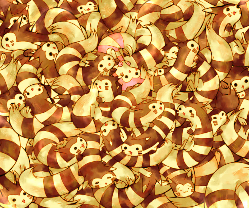 Furret Stacked Atop Each Other Wallpaper