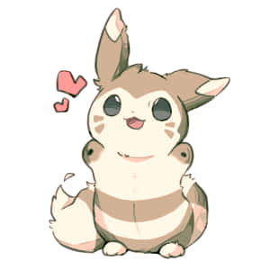 Furret Surrounded By Hearts Looking For Hug Wallpaper