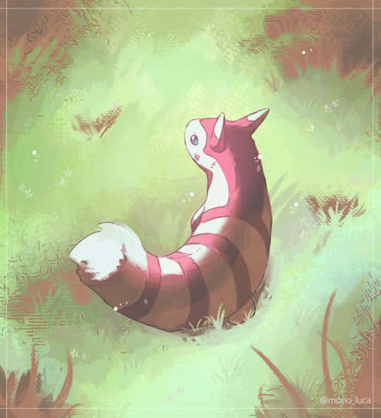 Furret With A Green And Brown Grassy Backdrop Wallpaper