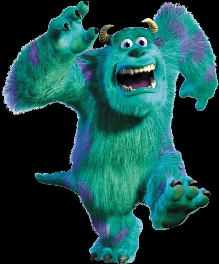 Furry Blue Monster Roaring PNG