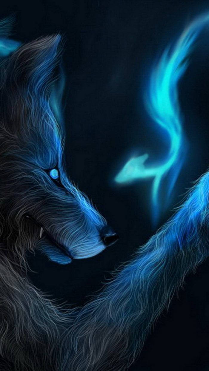 Furry Blue Wolf Graphic Wallpaper