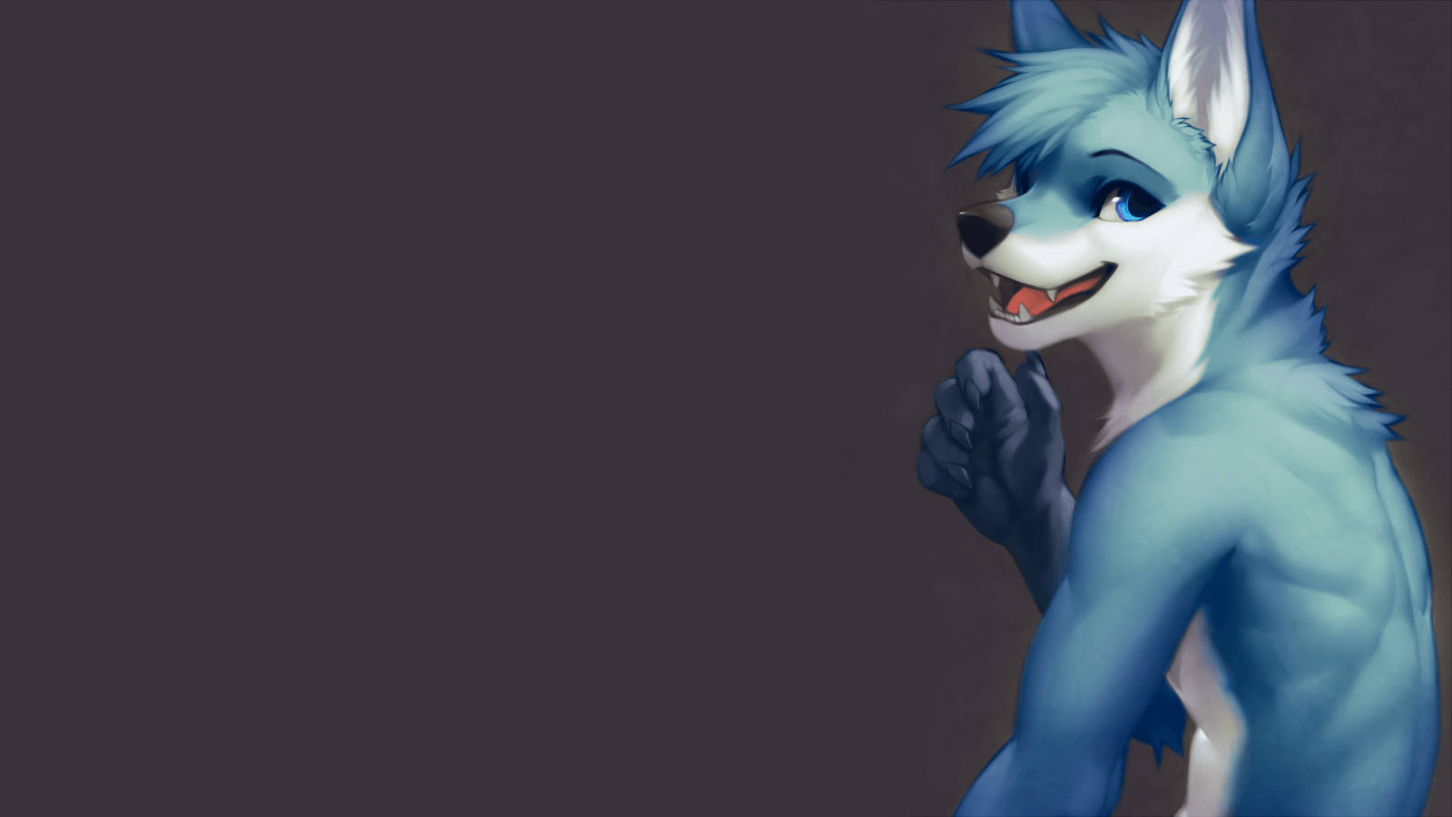 Furry Ice Blue Male Wolf Background