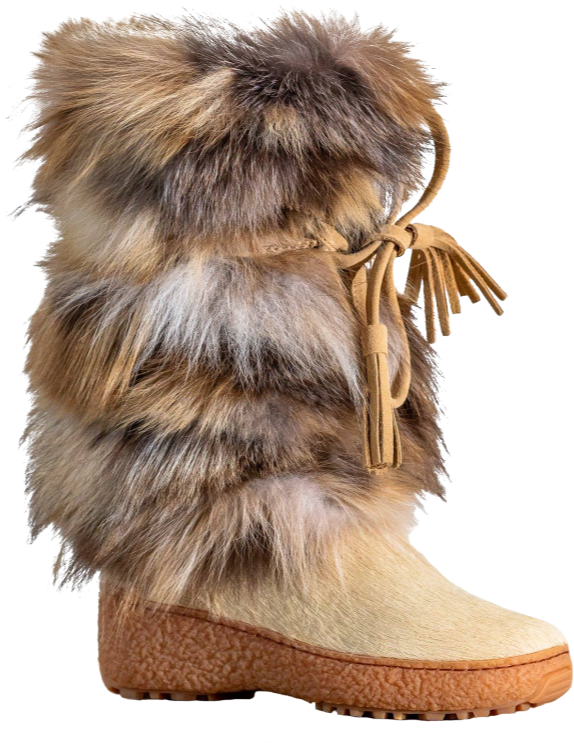 Furry Winter Boot Suede Tassels PNG