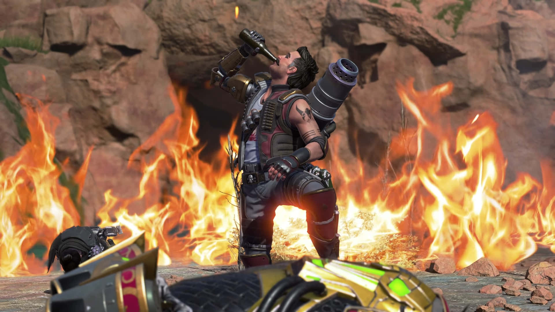 "fuse, The Explosive Brawler In Action In Apex Legends" Wallpaper