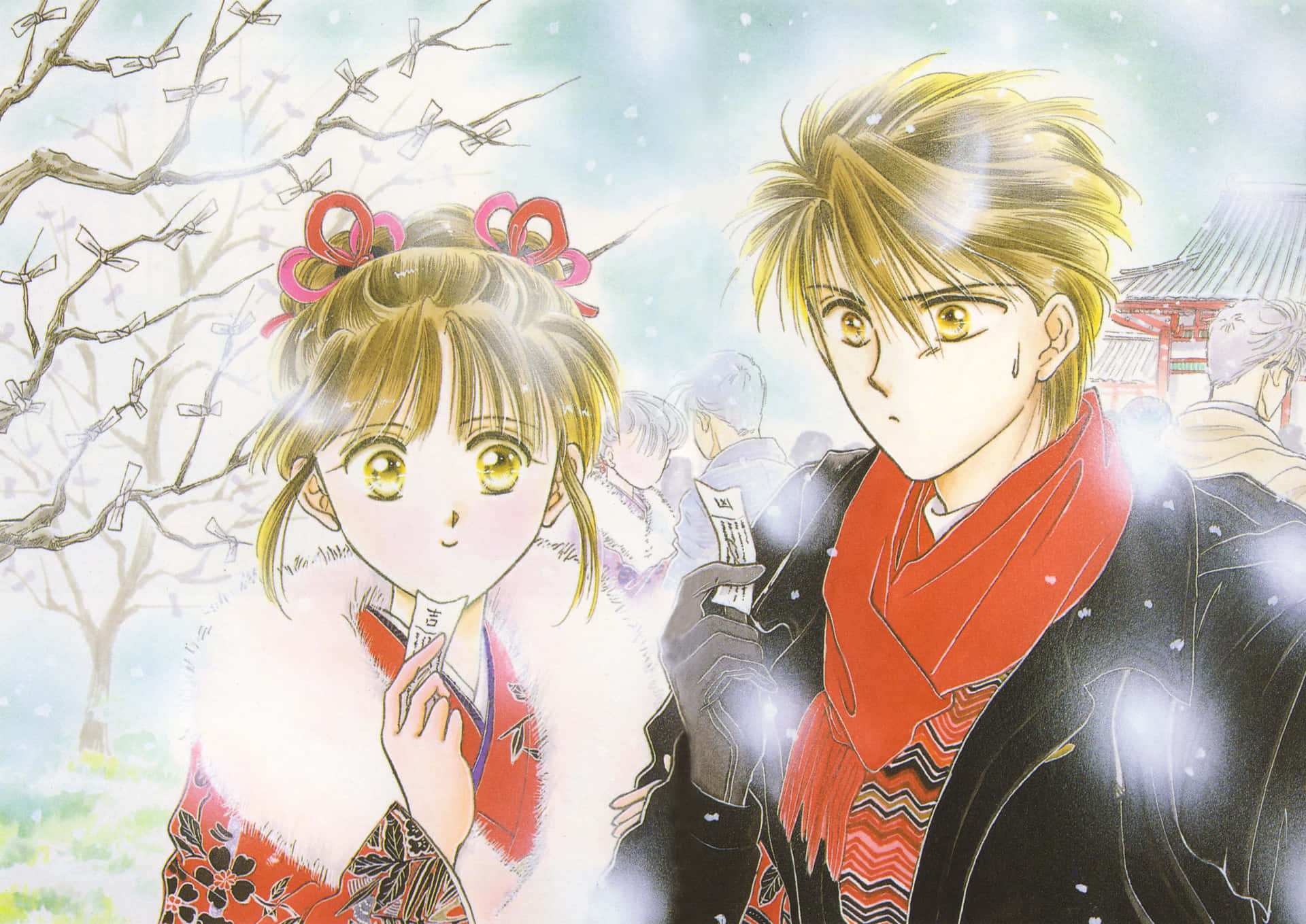 Fushigi Yuugi Characters Winter Scene Wallpaper