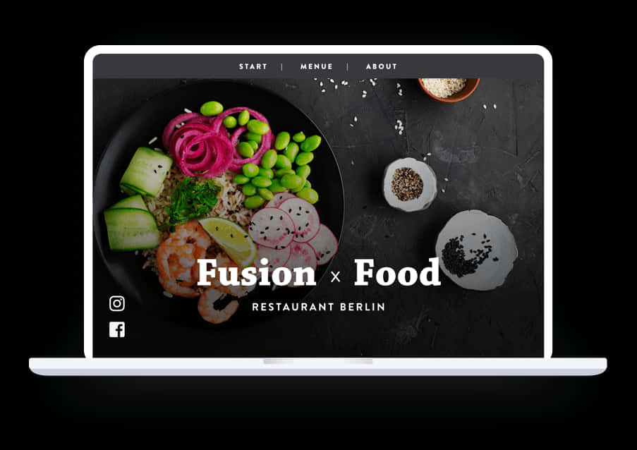 Fusion Food Restaurant Website Mockup PNG