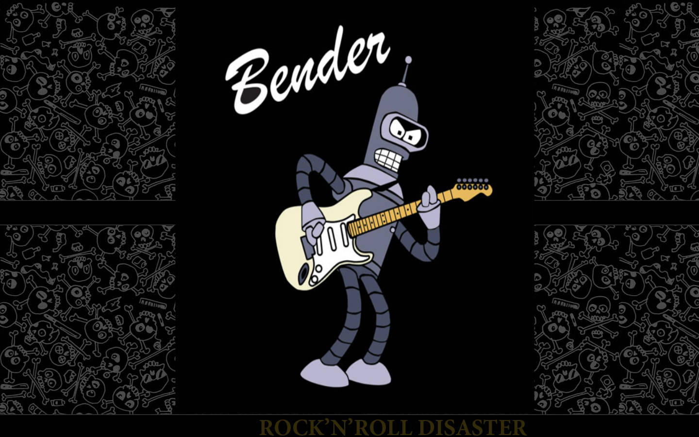 Futurama Bender With Electric Guitar Wallpaper