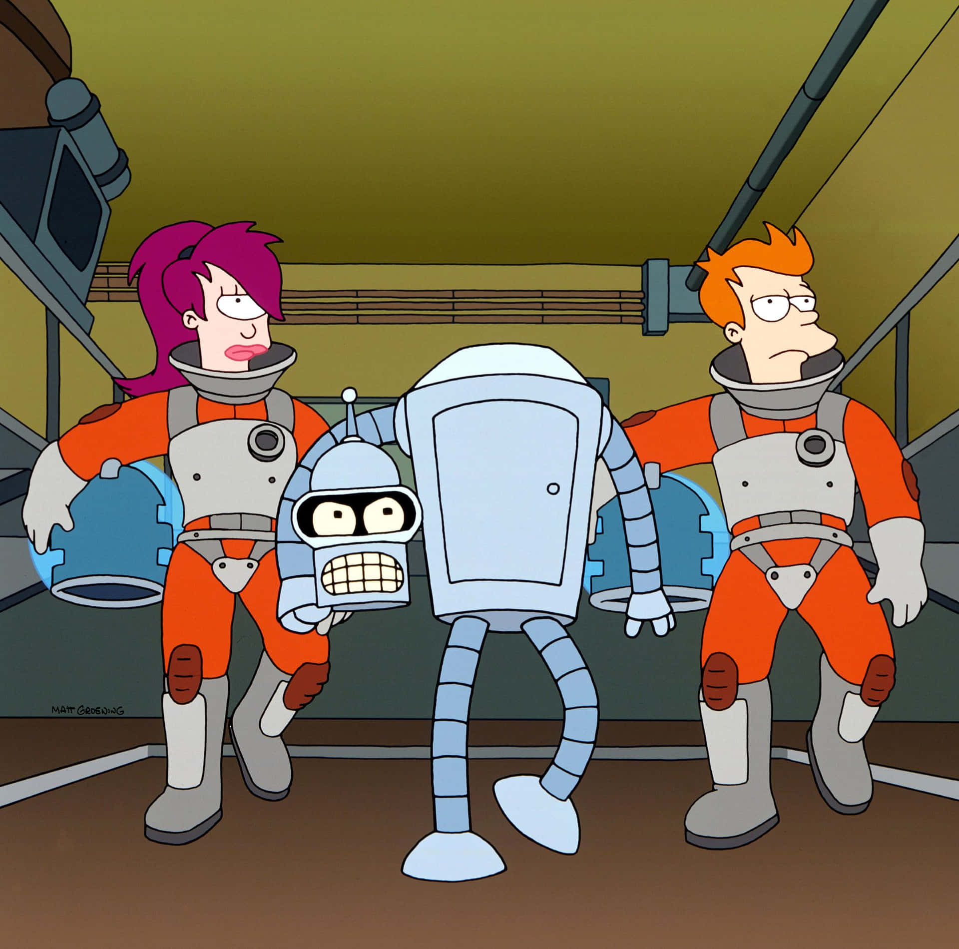 Bender the Robot Hiding Behind TV Screens