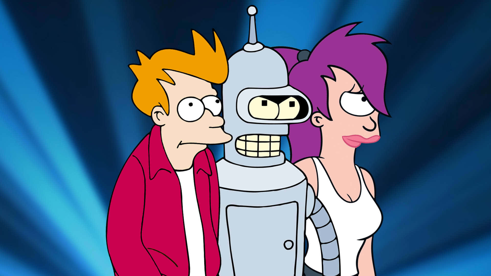 Professorfarnsworth Transportiert Fry Und Bender Durch Den Weltraum In Futurama.