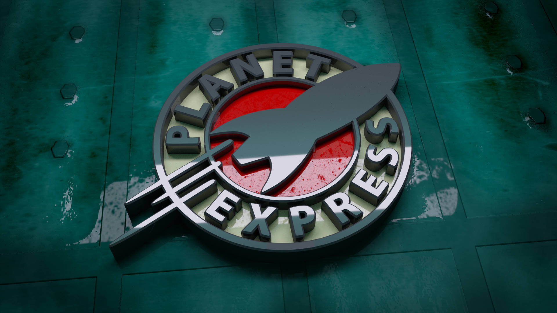 Futurama Planet Express Gray Logo Background