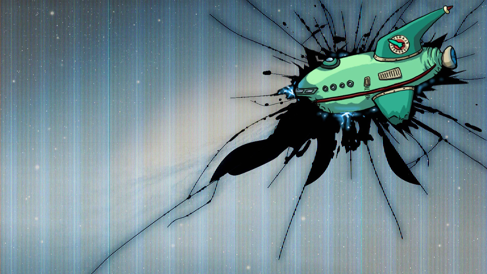 Futurama Spaceship Broken Computer Screen Wallpaper