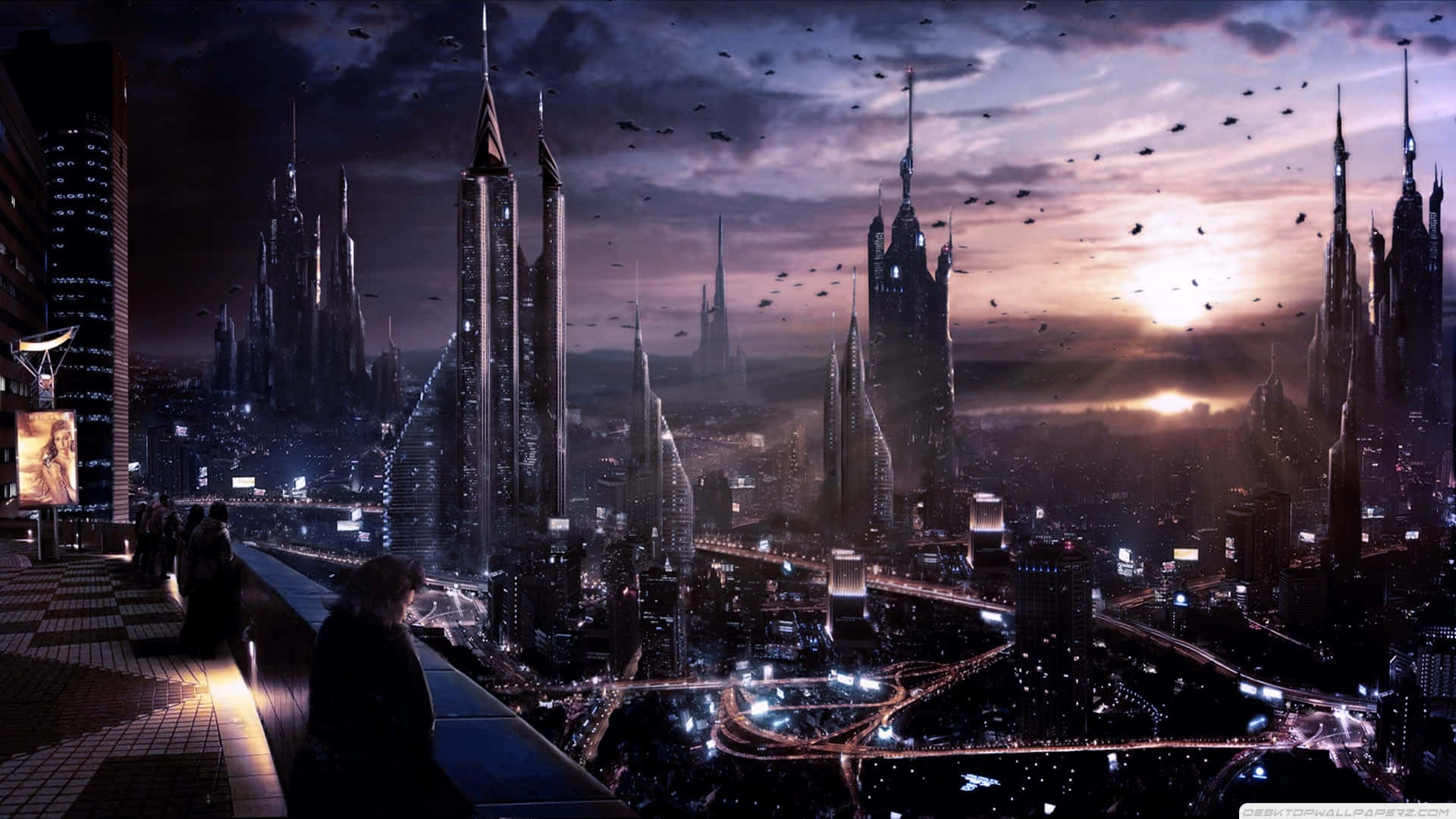 A Futuristic City With A View Of The Sky Wallpaper