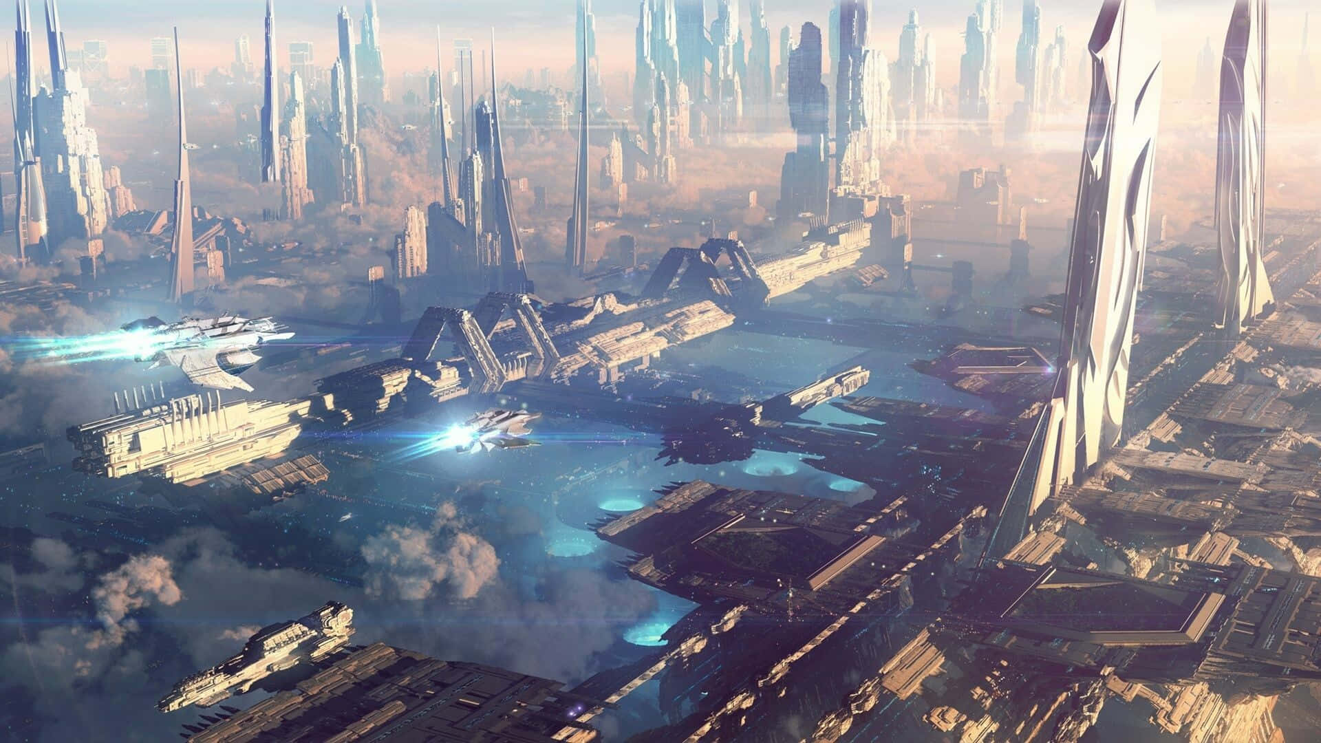 Marvel at the Futuristic City of Tomorrow Wallpaper