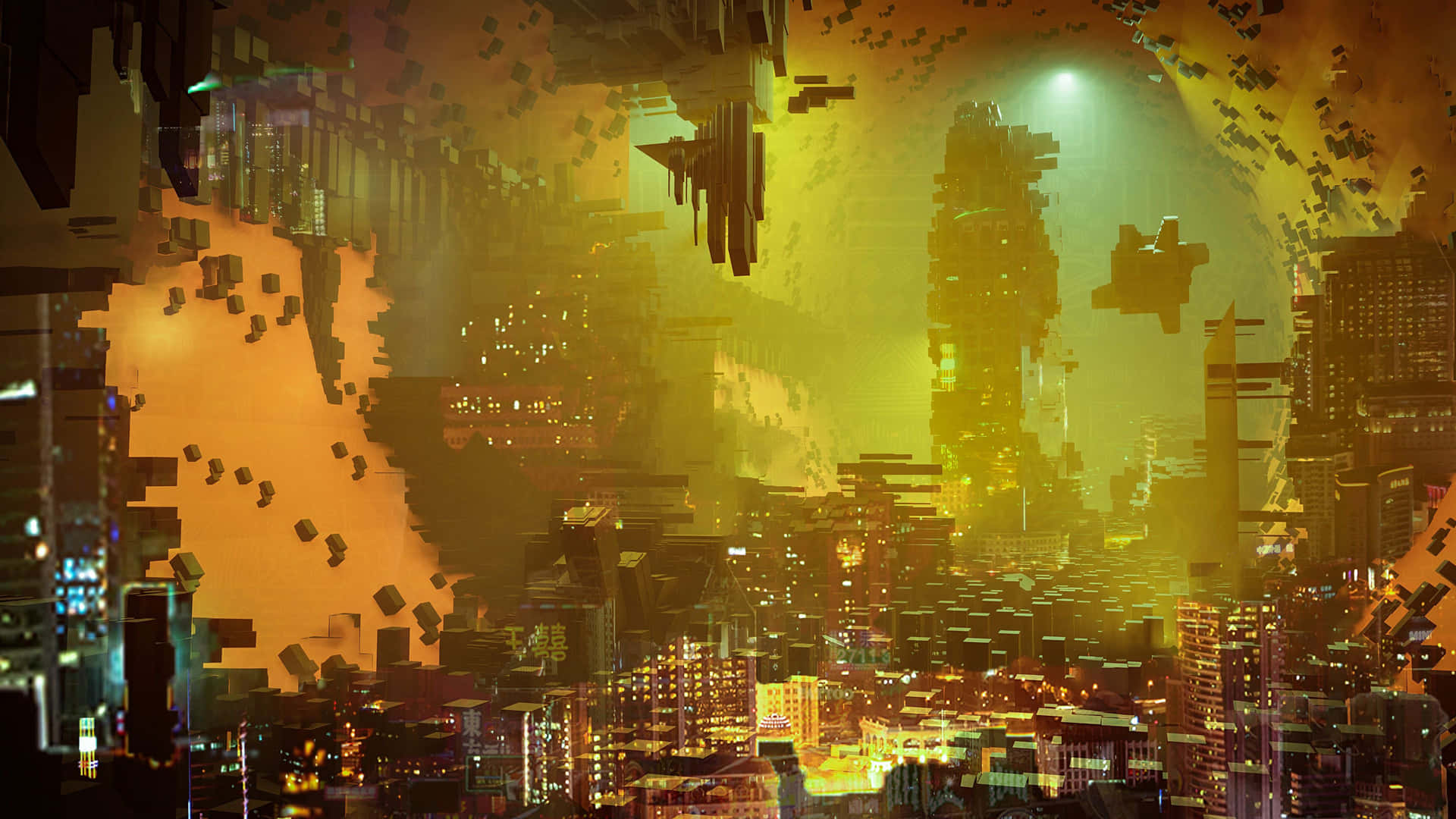 Tag på en tur til den højteknologiske futuristiske by i fremtiden. Wallpaper