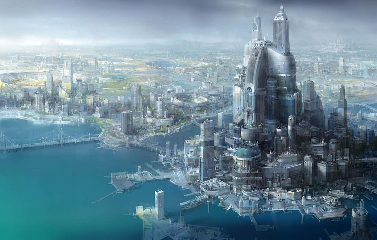Future Large City Background Desktop Wallpaper