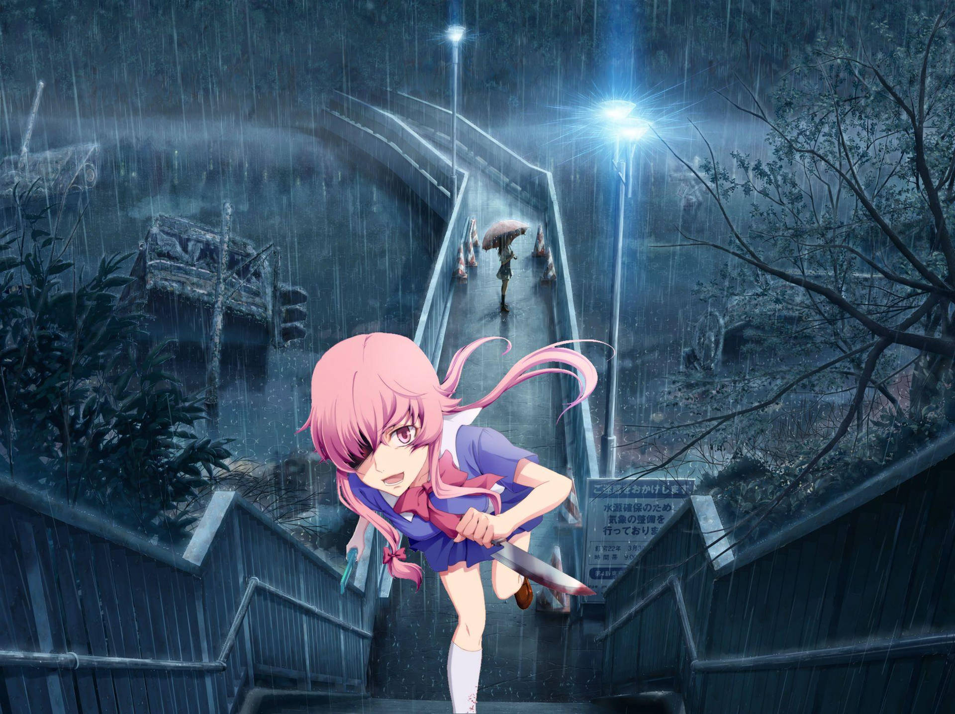 Caption: Yuno Gasai from Future Diary - Intensity Captured in One Image Wallpaper