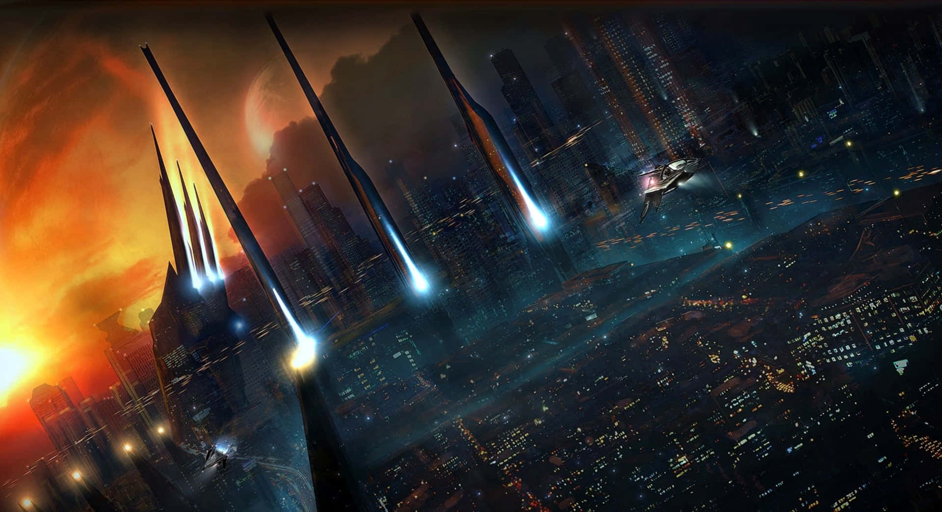 Future City With Large Rockets Picture