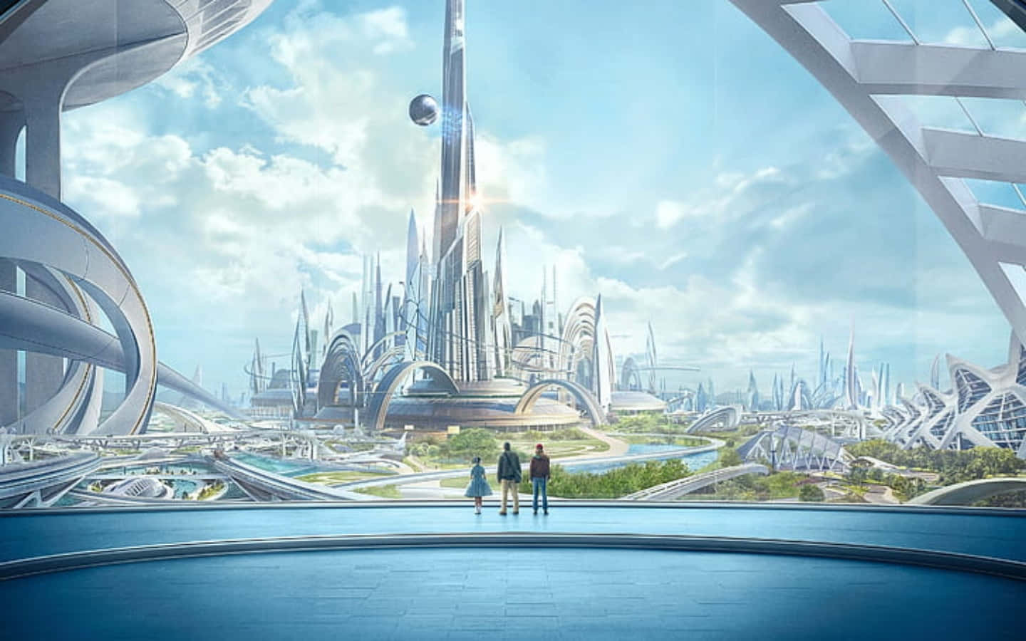 Future City With Three People Standing Picture
