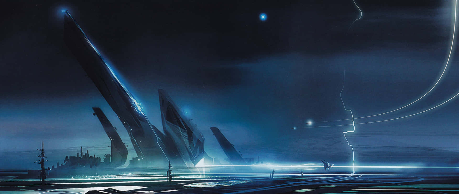 Futuristic_ Alien_ Structures_at_ Night Wallpaper