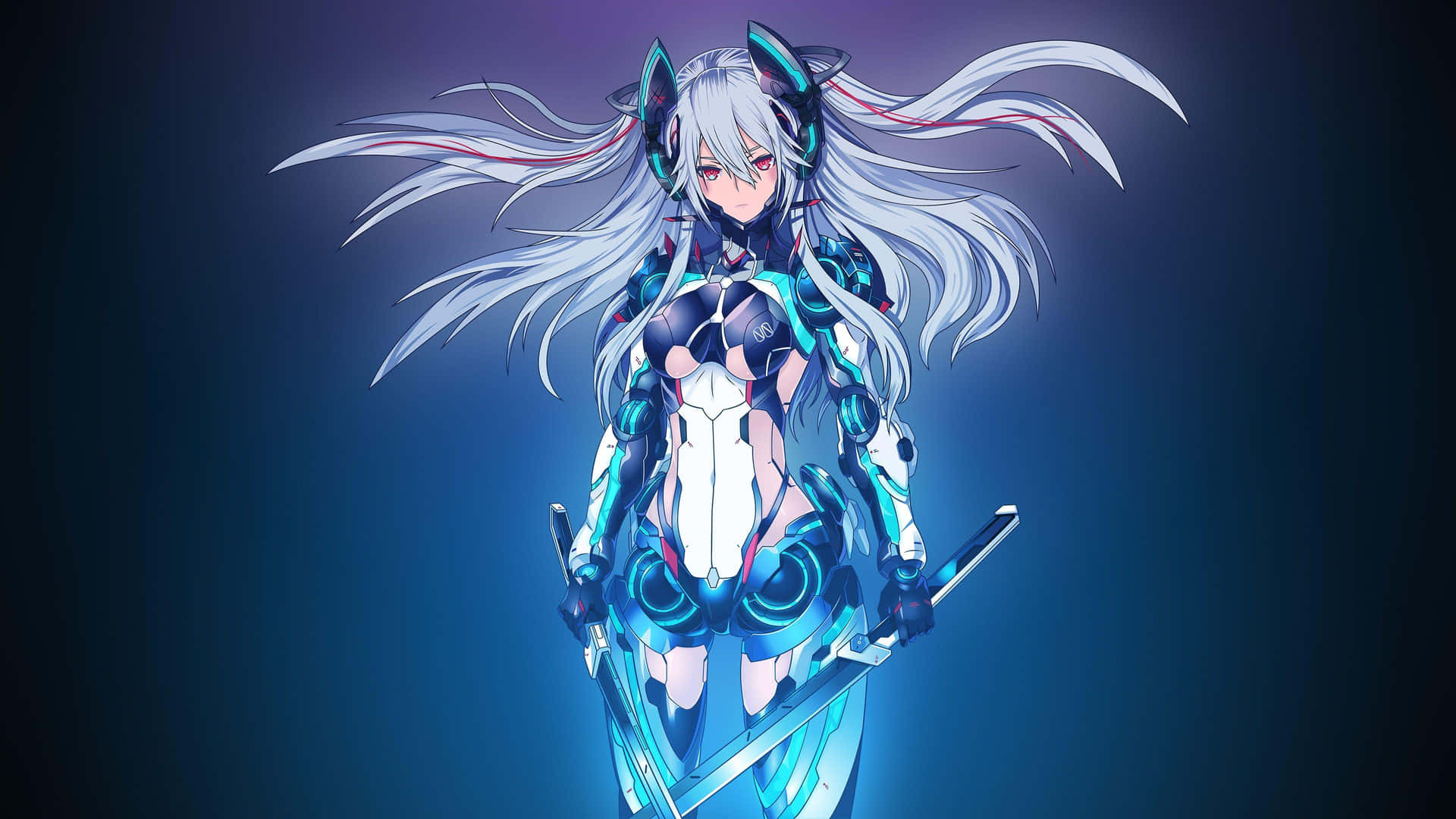 Futuristic Anime Warrior Girl Wallpaper