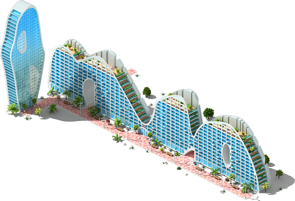 Futuristic Apartment Complex Design PNG