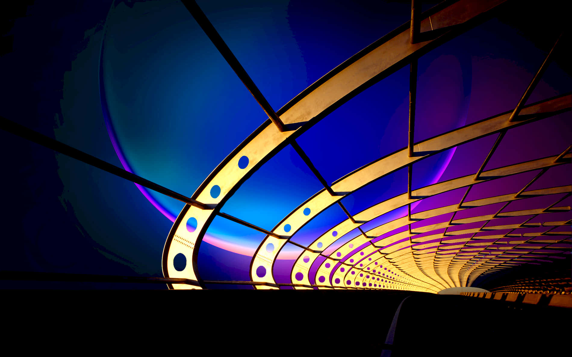 Futuristic Architecture Tunnel Lights Wallpaper