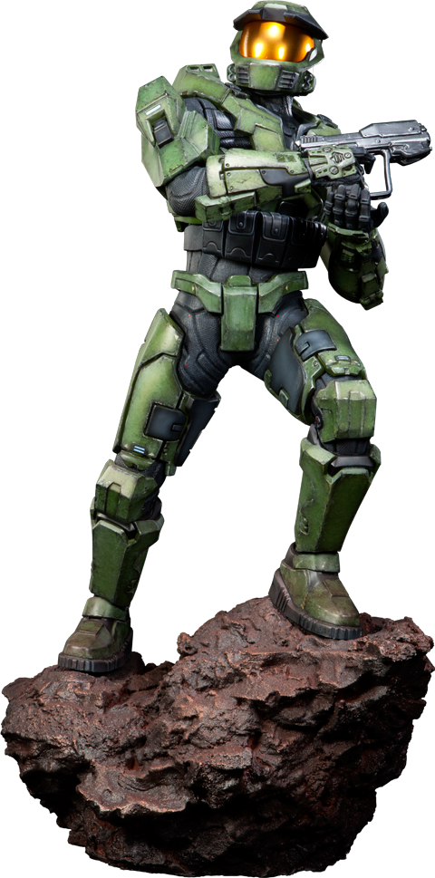 Futuristic Armored Soldier Statue PNG